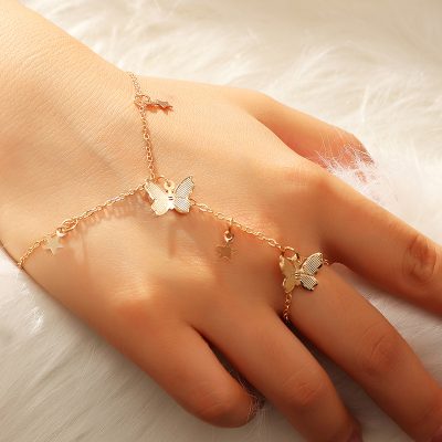 Simple popular hand decoration female personality fashion butterfly five-pointed star bracelet
