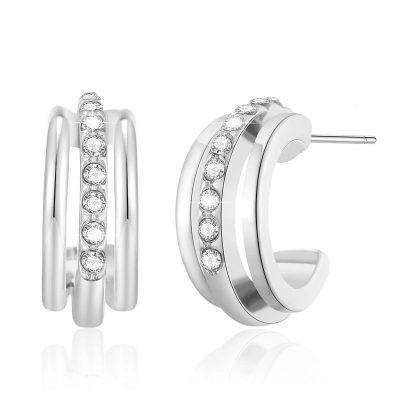 LUNCKY Small Silver Hoop Huggie Earrings for Women Girls,Dainty Cubic Zirconia Hypoallergenic Earrings Birthday Valentine's Day Mother's Day Christmas Gifts Jewelry