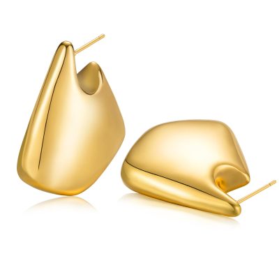 LUNCKY Chunky Fin Gold Hoop Earrings for Women, Dupes Bottega Statement Earrings for Women Lightweight Hoops Hypoallergenic Gold Plated Earrings Jewelry Birthday Christmas Gifts 25mm/35mm