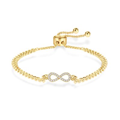 LUNCKY Cubic Zirconia Gold Infinity Bracelet for Women Teen Girl Daughter Girlfriend Adjustable 6-9 Inch Charm Bracelet Chain Birthday Valentine's Day Mother's Day Christmas Jewelry Gift for Her