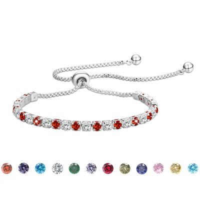 LUNCKY Ajustable 6-10 Inch White Gold Tennis Bracelet with CZ Crystals 925 Sterling Silver Bracelets for Women Girls February Birthstone Bracelet with Purple Amethyst Birthday Jewelry Gift for her