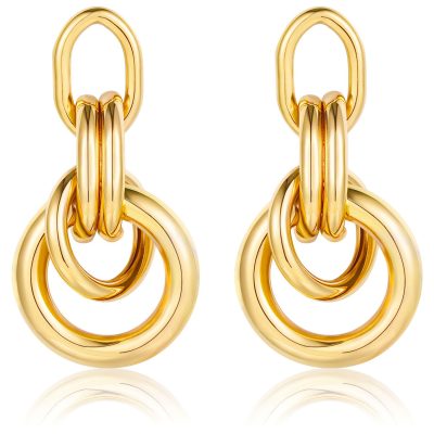 LUNCKY Chunky Gold Stud Earrings for Women Girls,Dangle Earrings for Women,Knot Geometric Dainty Round Circle Drop Earrings Birthday Mother's Day Valentine's Day Gift Jewelry Trendy
