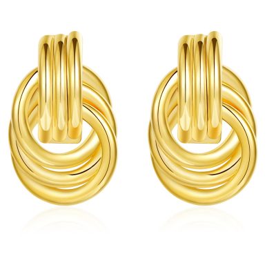 LUNCKY Chunky Gold Stud Earrings for Women Girls,Dangle Earrings for Women,Knot Geometric Dainty Round Circle Drop Earrings Birthday Mother's Day Valentine's Day Gift Jewelry Trendy