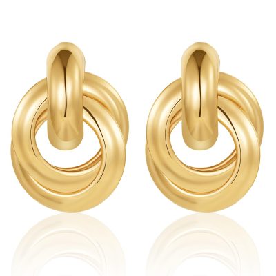 LUNCKY Chunky Gold Stud Earrings for Women Girls,Dangle Earrings for Women,Knot Geometric Dainty Round Circle Drop Earrings Birthday Mother's Day Valentine's Day Gift Jewelry Trendy