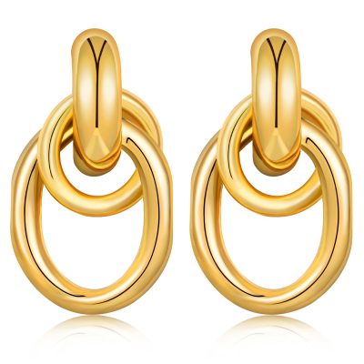 LUNCKY Chunky Gold Stud Earrings for Women Girls,Dangle Earrings for Women,Knot Geometric Dainty Round Circle Drop Earrings Birthday Mother's Day Valentine's Day Gift Jewelry Trendy