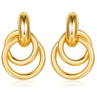 LUNCKY Chunky Gold Stud Earrings for Women Girls,Dangle Earrings for Women,Knot Geometric Dainty Round Circle Drop Earrings Birthday Mother's Day Valentine's Day Gift Jewelry Trendy