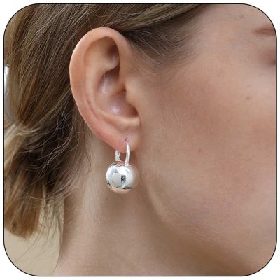 LUNCKY Silver Hoop Earrings,Silver Drop Ball Earrings for Women Girls,Hypoallergenic Lightweight Dangle Huggies Earrings for Women,Birthday Valentine's Day Mother's Day Gifts Jewelry 12/24/28/36mm