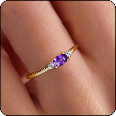 LUNVKY 18K Gold Plated Rings for Women Mom Non Tarnish Fashion CZ April Birthstone Ring with CZ Crystal Stackable Ring Set Accessories Birthday Age Mother's Day Jewelry Gifts for Her