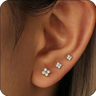 LUNVKY 3 Pairs Stud Earrings for Women Mom Wife Hypoallergenic S925 Sterling Silver Earring Sets Post Earrings Birthday Age Mother's Day Jewelry Gifts for Her Ideas