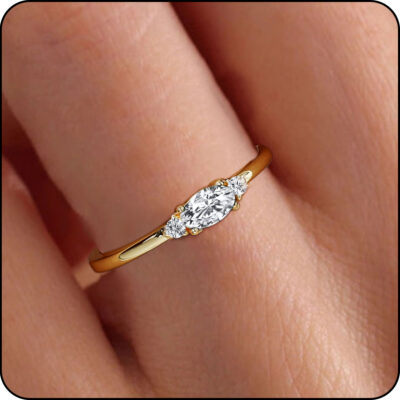 LUNVKY 18K Gold Plated Rings for Women Mom Non Tarnish Fashion CZ April Birthstone Ring with CZ Crystal Stackable Ring Set Accessories Birthday Age Mother's Day Jewelry Gifts for Her
