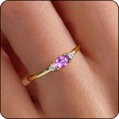 LUNVKY 18K Gold Plated Rings for Women Mom Non Tarnish Fashion CZ April Birthstone Ring with CZ Crystal Stackable Ring Set Accessories Birthday Age Mother's Day Jewelry Gifts for Her