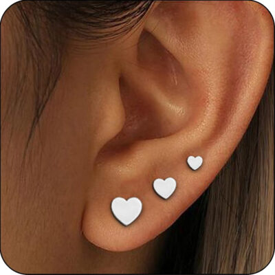 LUNVKY 3 Pairs Stud Earrings for Women Mom Wife Hypoallergenic S925 Sterling Silver Earring Sets Post Earrings Birthday Age Mother's Day Jewelry Gifts for Her Ideas