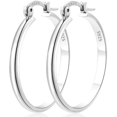LUNVKY Hoop Earrings for Women Sterling Silver Lightweight Hypoallergenic Big Chunky Post Earrings Earrings Birthday Christmas Jewelry Gifts Teen Mom Stocking Stuffers Age