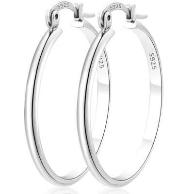LUNVKY Hoop Earrings for Women Sterling Silver Lightweight Hypoallergenic Big Chunky Post Earrings Earrings Birthday Christmas Jewelry Gifts Teen Mom Stocking Stuffers Age
