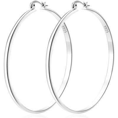 LUNVKY Hoop Earrings for Women Sterling Silver Lightweight Hypoallergenic Big Chunky Post Earrings Earrings Birthday Christmas Jewelry Gifts Teen Mom Stocking Stuffers Age