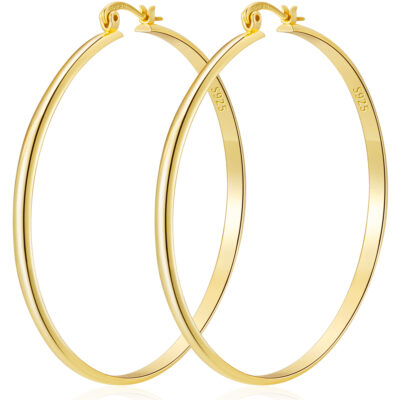 LUNVKY Hoop Earrings for Women Sterling Silver Lightweight Hypoallergenic Big Chunky Post Earrings Earrings Birthday Christmas Jewelry Gifts Teen Mom Stocking Stuffers Age