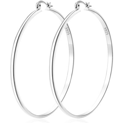 LUNVKY Hoop Earrings for Women Sterling Silver Lightweight Hypoallergenic Big Chunky Post Earrings Earrings Birthday Christmas Jewelry Gifts Teen Mom Stocking Stuffers Age