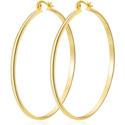 LUNVKY Hoop Earrings for Women Sterling Silver Lightweight Hypoallergenic Big Chunky Post Earrings Earrings Birthday Christmas Jewelry Gifts Teen Mom Stocking Stuffers Age