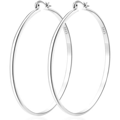 LUNVKY Hoop Earrings for Women Sterling Silver Lightweight Hypoallergenic Big Chunky Post Earrings Earrings Birthday Christmas Jewelry Gifts Teen Mom Stocking Stuffers Age