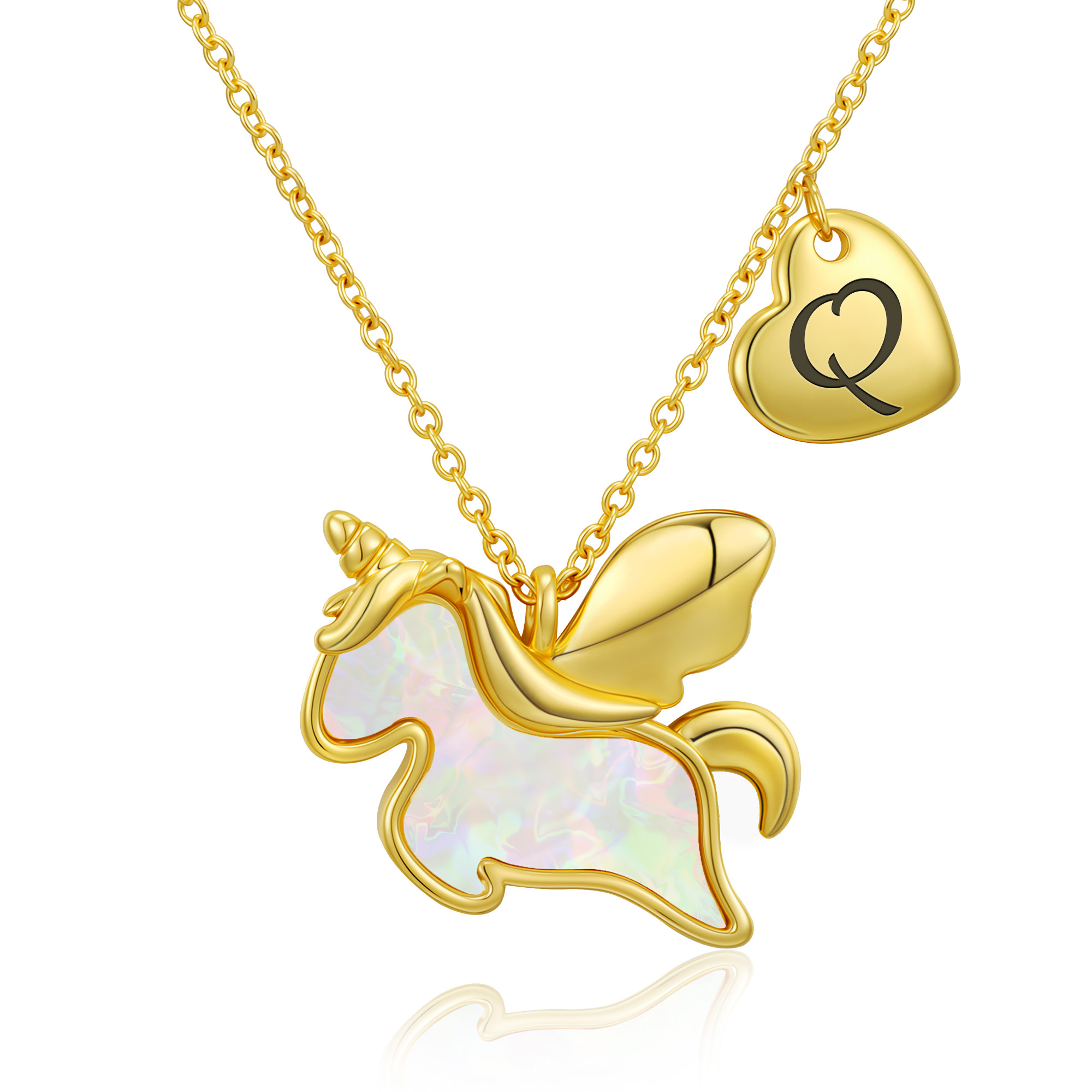 LUNVKY 18K Gold plated Unicorn Initial Necklaces for Girls Women Letter Q Pendant Chain Stuff Accessory Birthday Christmas Jewelry Gifts Teen Daughter Tween Preteen Stocking Stuffers for Kids Age