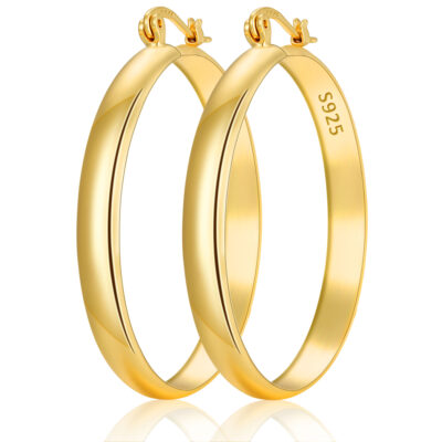LUNVKY 18K Gold Plated Hoop Earrings for Women Lightweight Hypoallergenic Large Big Chunky Post Earrings Birthday Valentines Day Jewelry Gifts Teen Girlfriend Wife Her Female Age Ideas