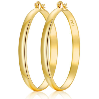 LUNVKY 18K Gold Plated Hoop Earrings for Women Lightweight Hypoallergenic Large Big Chunky Post Earrings Birthday Valentines Day Jewelry Gifts Teen Girlfriend Wife Her Female Age Ideas