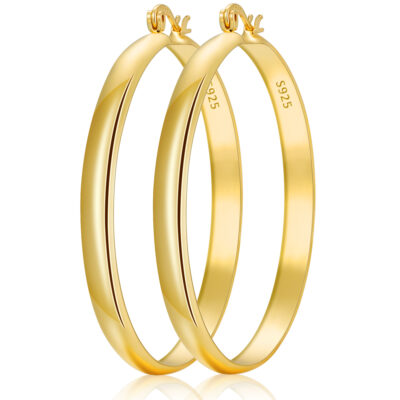 LUNVKY 18K Gold Plated Hoop Earrings for Women Lightweight Hypoallergenic Large Big Chunky Post Earrings Birthday Valentines Day Jewelry Gifts Teen Girlfriend Wife Her Female Age Ideas