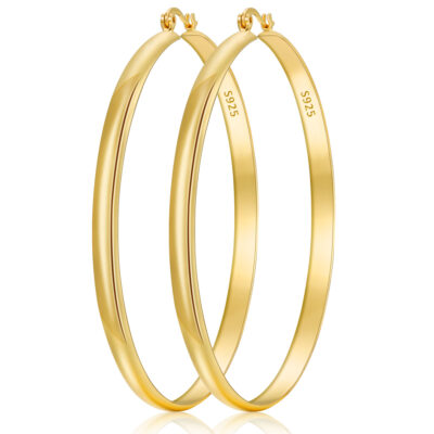 LUNVKY 18K Gold Plated Hoop Earrings for Women Lightweight Hypoallergenic Large Big Chunky Post Earrings Birthday Valentines Day Jewelry Gifts Teen Girlfriend Wife Her Female Age Ideas