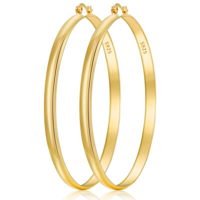 LUNVKY 18K Gold Plated Hoop Earrings for Women Lightweight Hypoallergenic Large Big Chunky Post Earrings Birthday Valentines Day Jewelry Gifts Teen Girlfriend Wife Her Female Age Ideas
